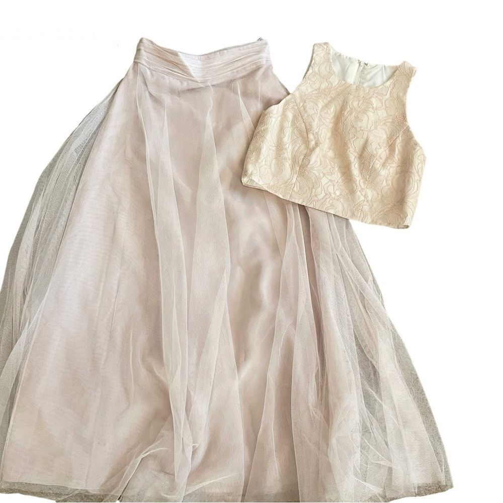 Junior Bridesmaid Two Piece Dress Set Lace Tulle Dessy Collection 8